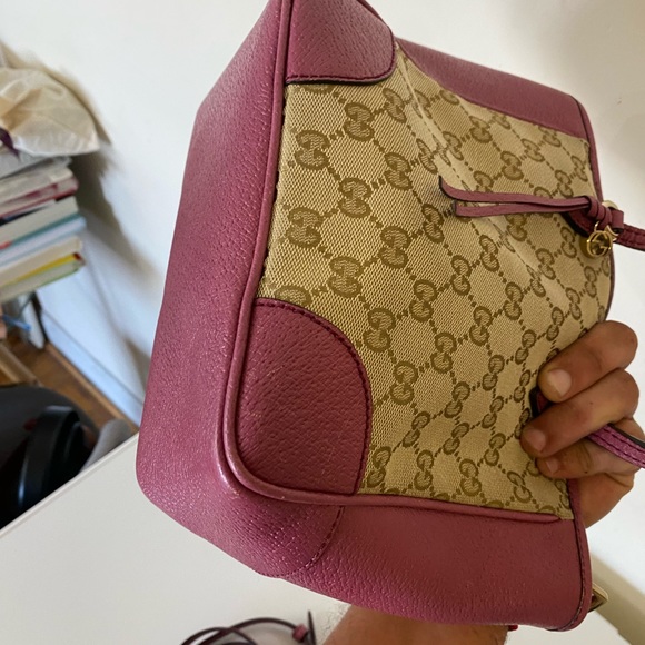 GUCCI GG canvas leather Monogram Small Bree Tote Pink - Picture 9 of 15